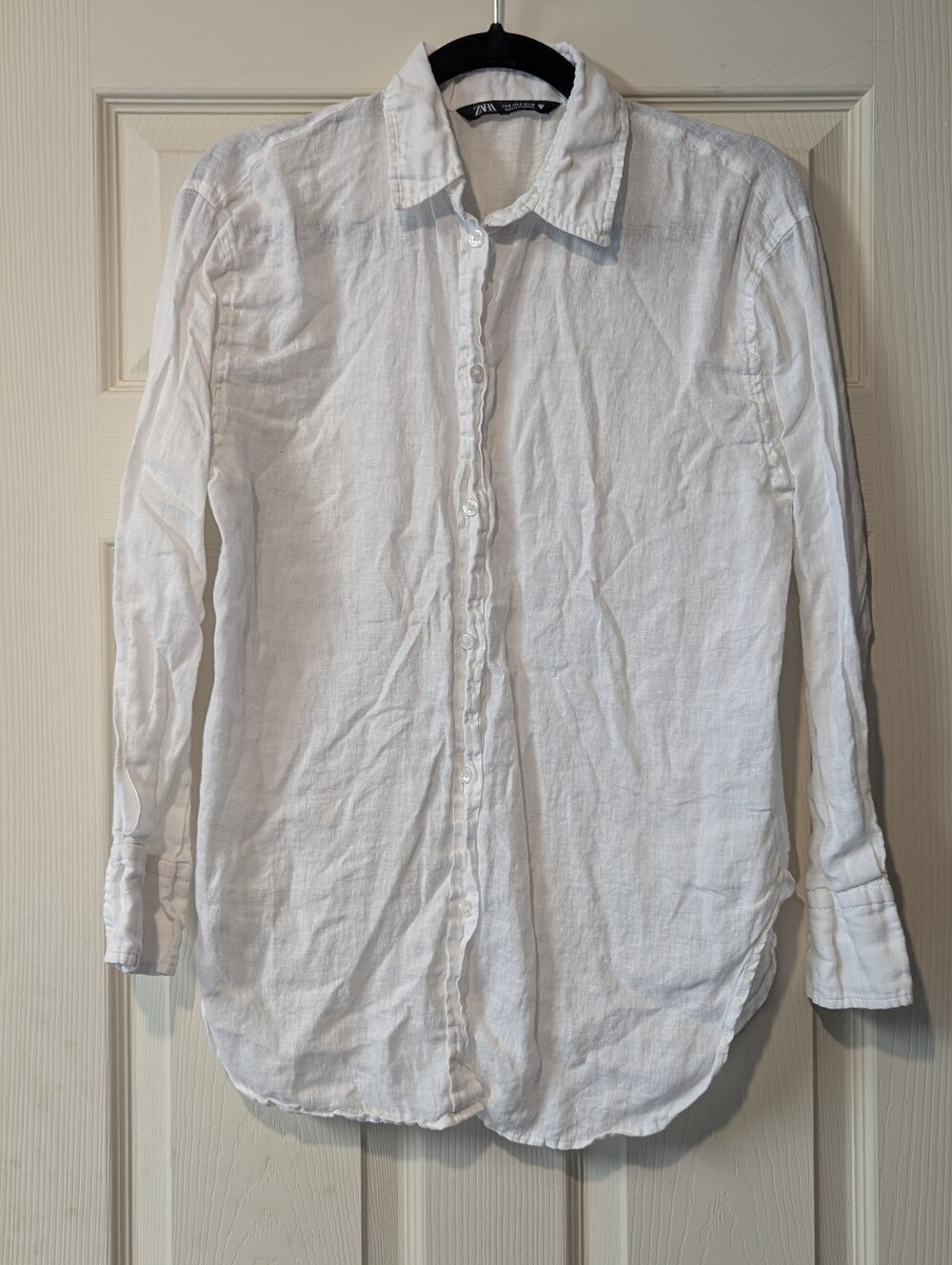 Zara Women's Linen Button-Down Shirt - Long Sleeve